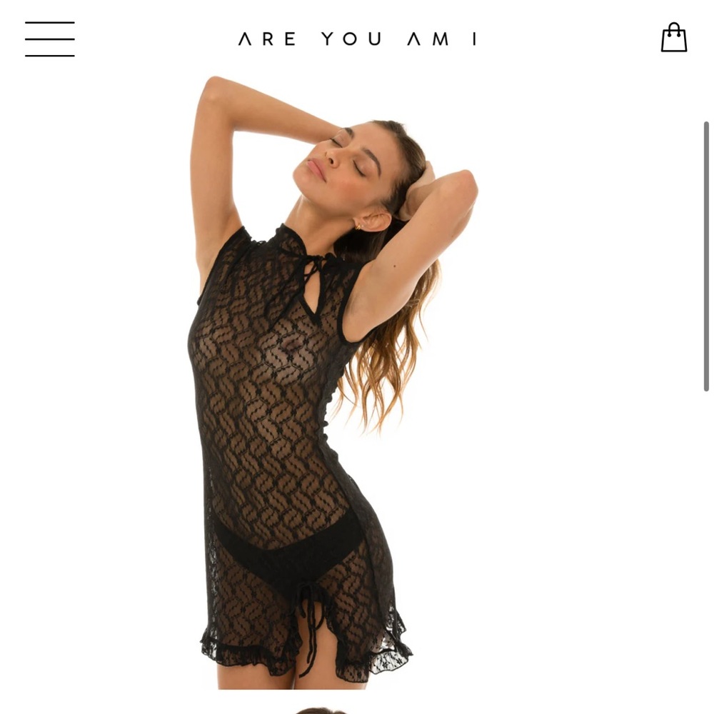 ARE YOU AM I Black Sheer Lace Mini Dress